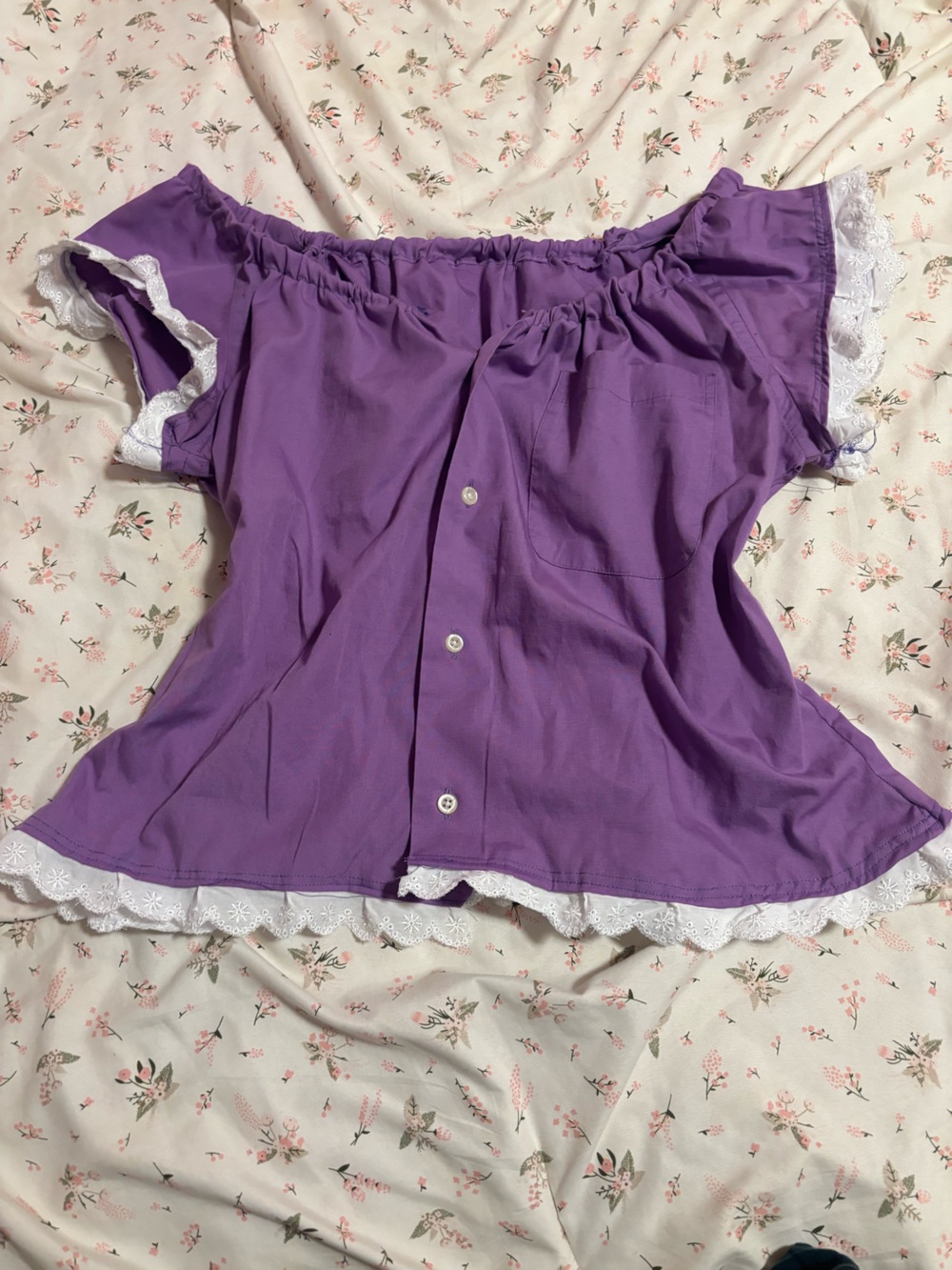 Handmade Purple Lace-Trim Babydoll Shirt